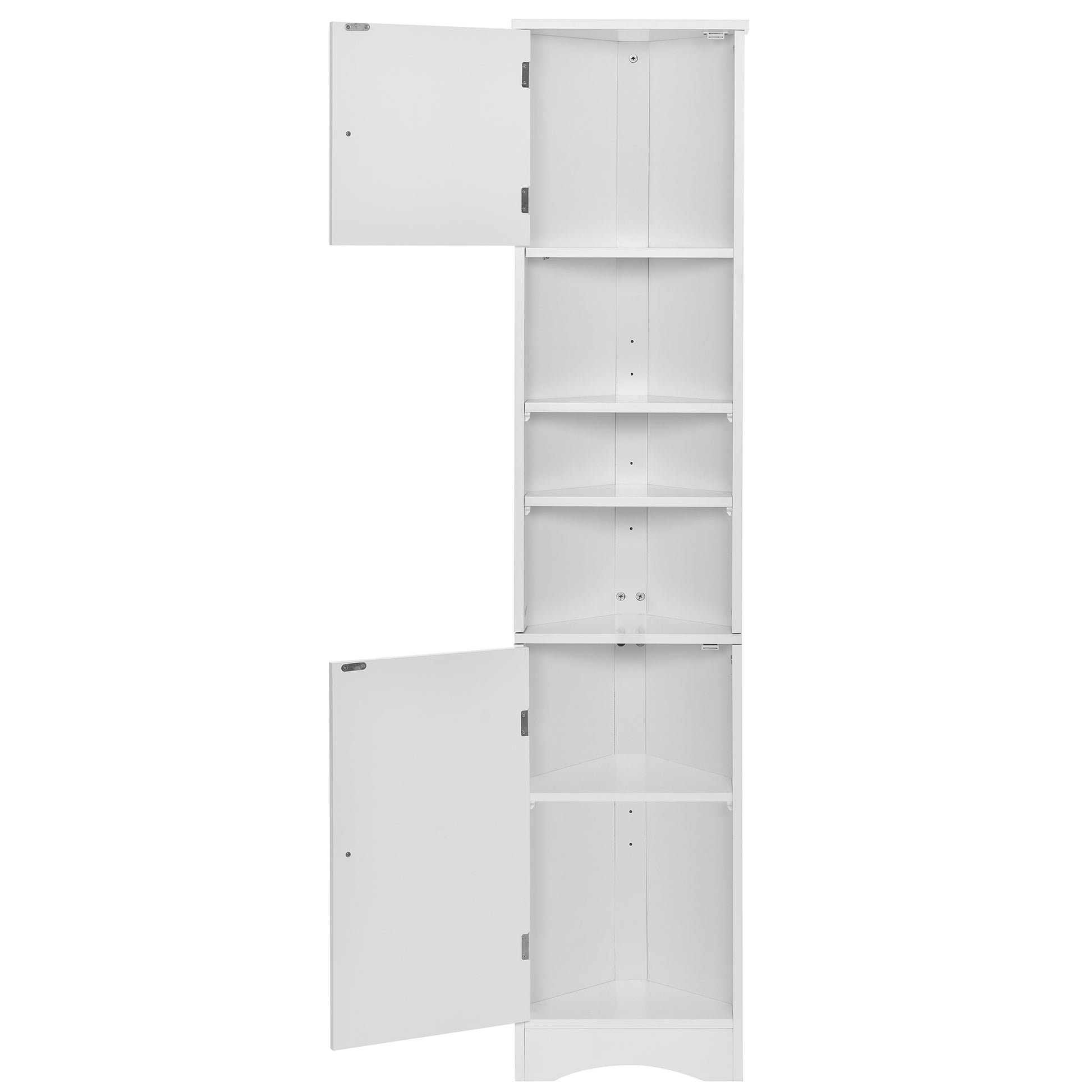 Multi Functional Corner Cabinet Tall Bathroom Storage Cabinet With Two Doors And Adjustable Shelves, Open Shelf, White Old Sku:Wf294602Aak White Mdf