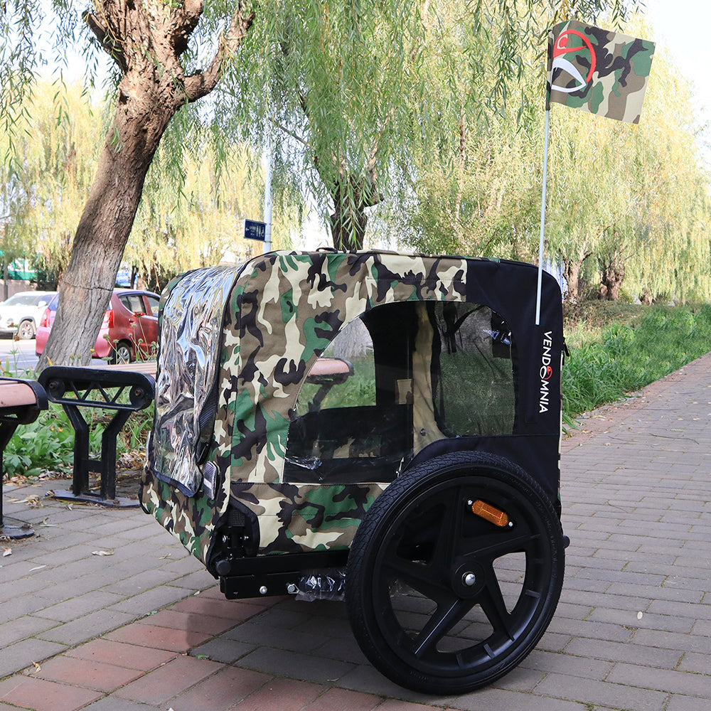 Camouflage Foldable Bicycle Trailer Bike Trailer For Camping Pet Dog Cat Luggage Carry Anthracite Oxford Fabric Steel