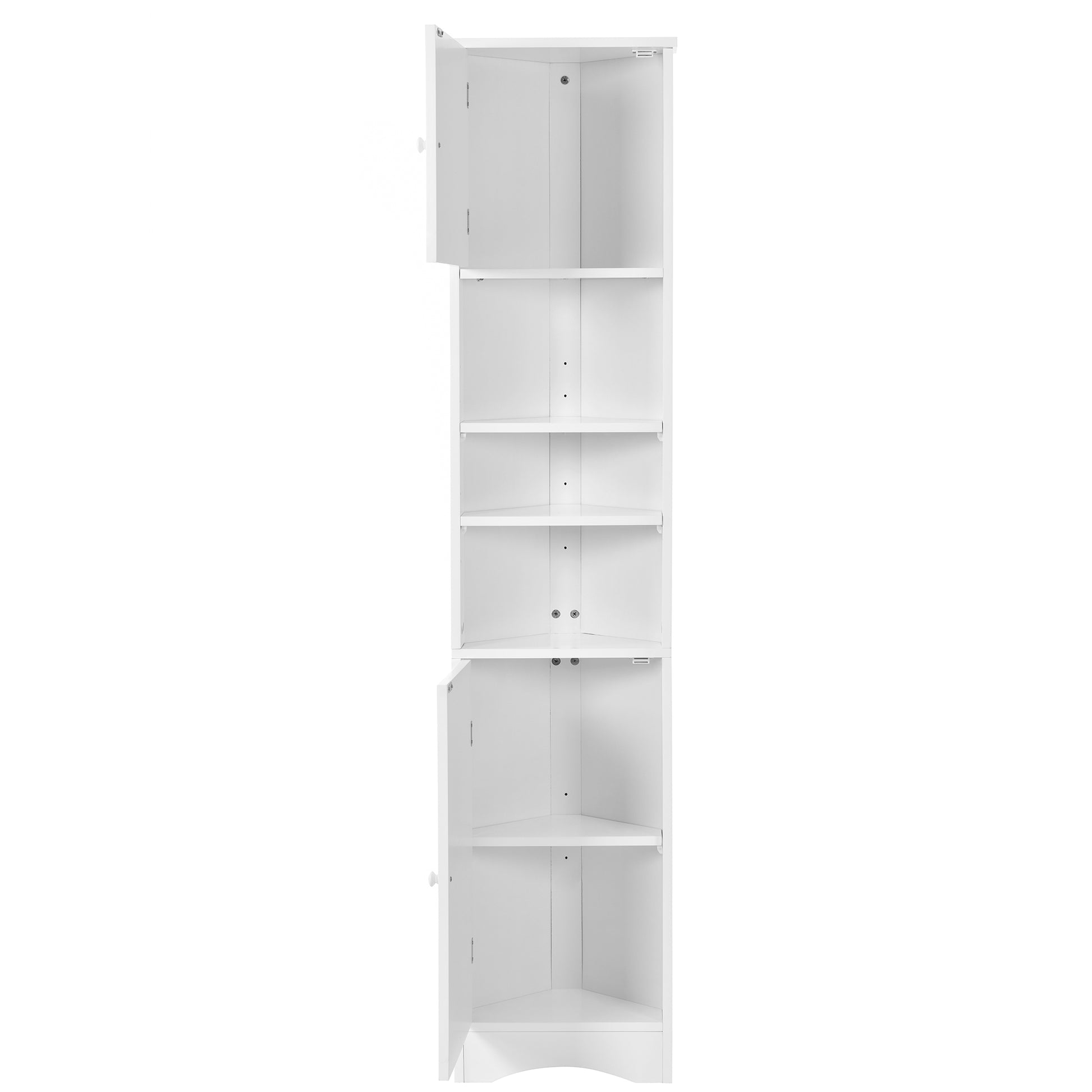 Multi Functional Corner Cabinet Tall Bathroom Storage Cabinet With Two Doors And Adjustable Shelves, Open Shelf, White Old Sku:Wf294602Aak White Mdf