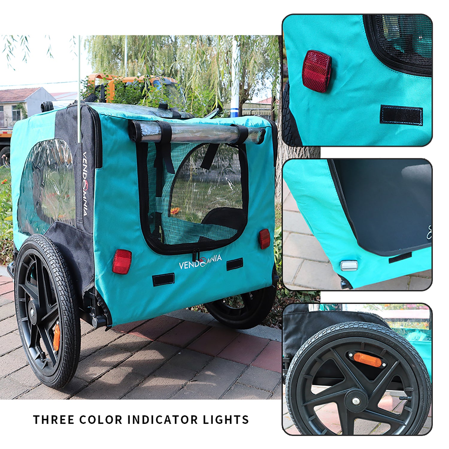 dog stroller for bike Light Green Foldable Pet Jogging Stroller Dog Carriers Bicycle Trailer Pet Dog Cat Bike Trailer Light Blue Oxford Fabric Metal