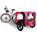Bicycle Trailer For Pets Outdoor Foldable Red Color Dog Trailer With Reflectors And Safty Flag Red Oxford Fabric Steel