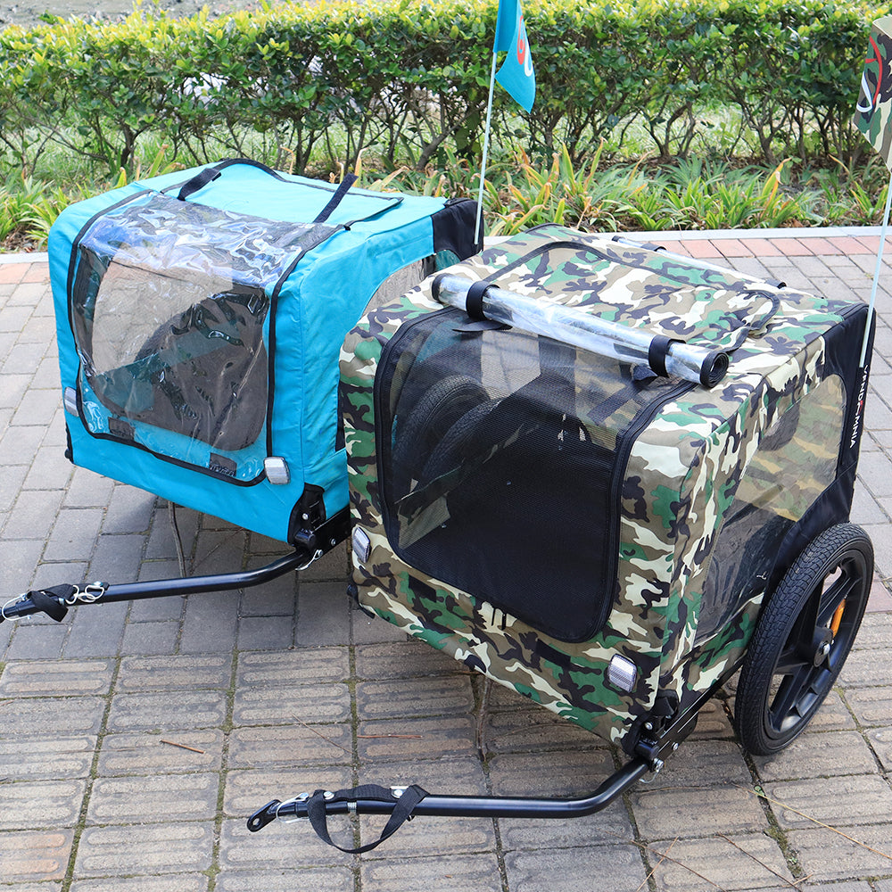 Camouflage Foldable Bicycle Trailer Bike Trailer For Camping Pet Dog Cat Luggage Carry Anthracite Oxford Fabric Steel