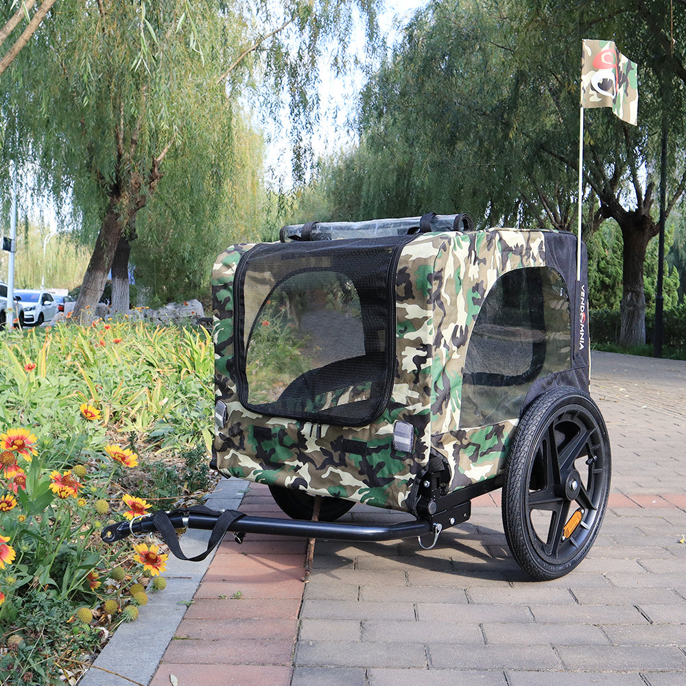 Camouflage Foldable Bicycle Trailer Bike Trailer For Camping Pet Dog Cat Luggage Carry Anthracite Oxford Fabric Steel