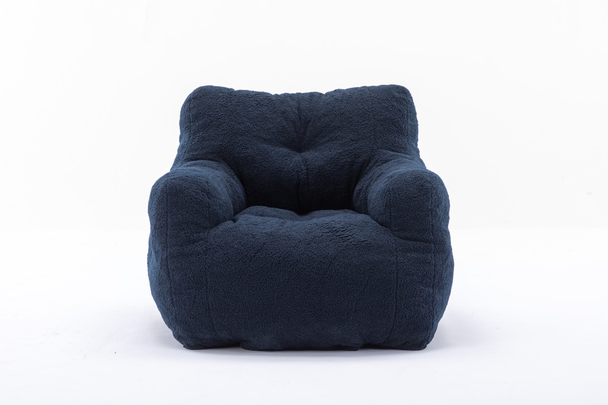 010 Soft Teddy Fabric Tufted Foam Bean Bag Chair With Teddy Fabric Dark Blue Dark Blue Primary Living Space Soft Modern Foam Teddy