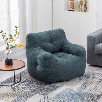 010 Soft Teddy Fabric Tufted Foam Bean Bag Chair With Teddy Fabric Green Green Primary Living Space Soft Modern Foam Teddy