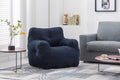 010 Soft Teddy Fabric Tufted Foam Bean Bag Chair With Teddy Fabric Dark Blue Dark Blue Primary Living Space Soft Modern Foam Teddy