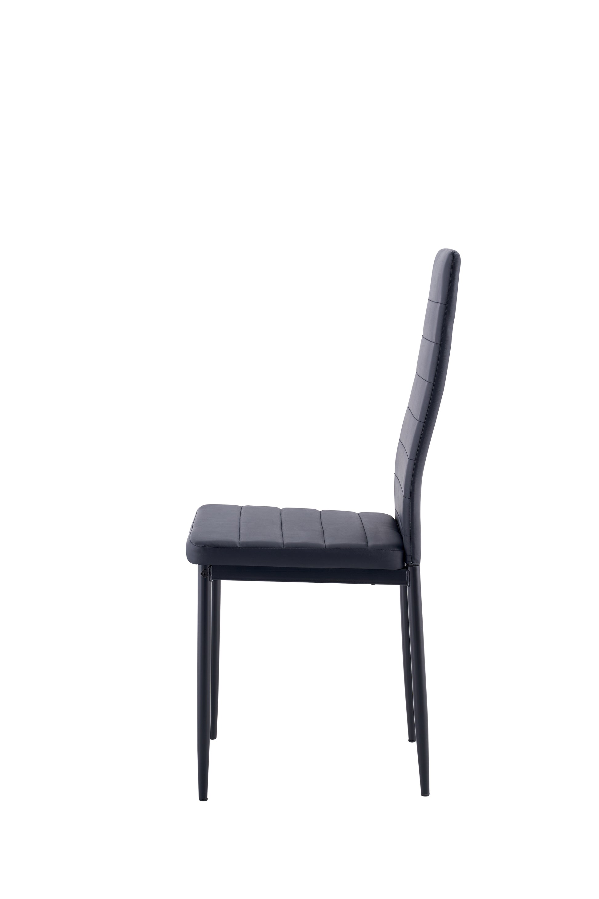 Dining Chair Set For 4 Black Pu