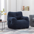 010 Soft Teddy Fabric Tufted Foam Bean Bag Chair With Teddy Fabric Dark Blue Dark Blue Primary Living Space Soft Modern Foam Teddy