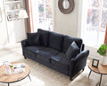 Video Modern Velvet Couch With 2 Pillow, 78 Inch Width Living Room Furniture, 3 Seater Sofa With Plastic Legs Black Velvet