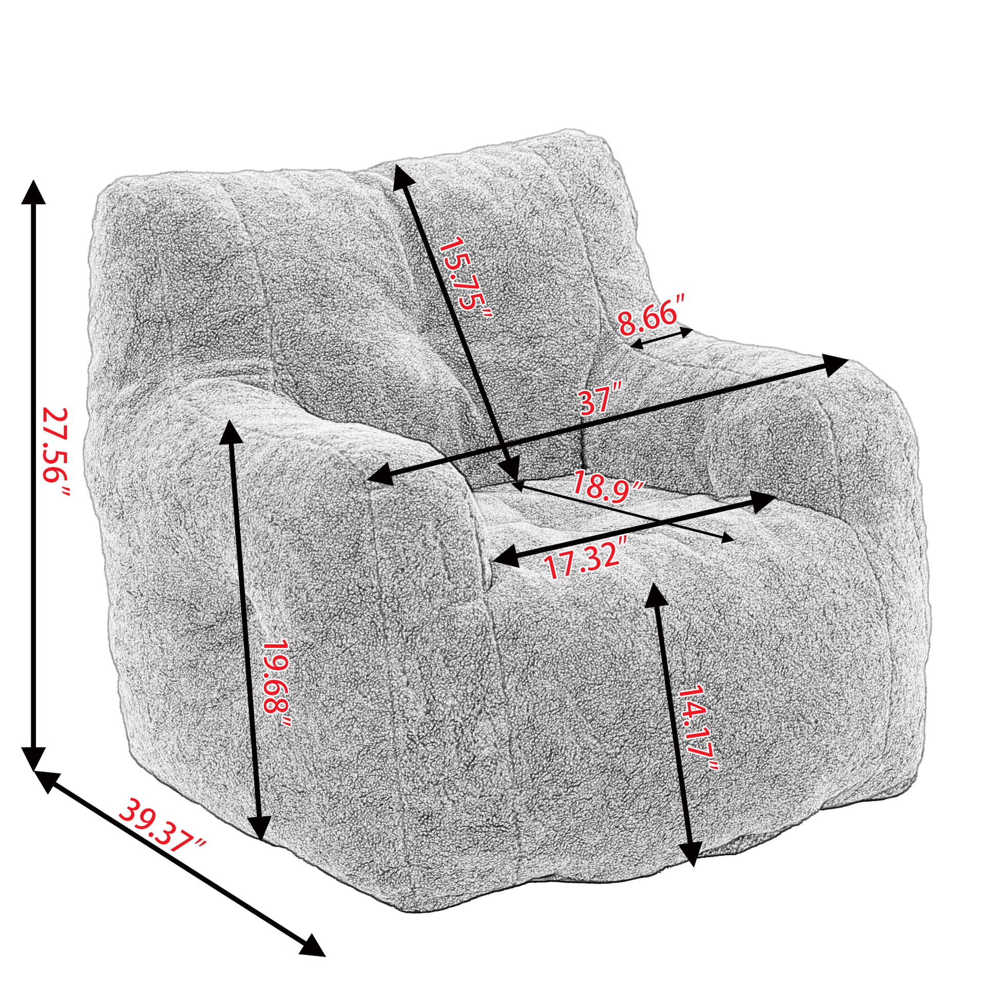 010 Soft Teddy Fabric Tufted Foam Bean Bag Chair With Teddy Fabric Green Green Primary Living Space Soft Modern Foam Teddy