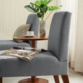 Fabric Accent Chair Set Of 2 With Round Wood Table, Decorative Slipper Chair Vanity Chair For Bedroom Home Office, Corner Side Chair Video Grey Fabric