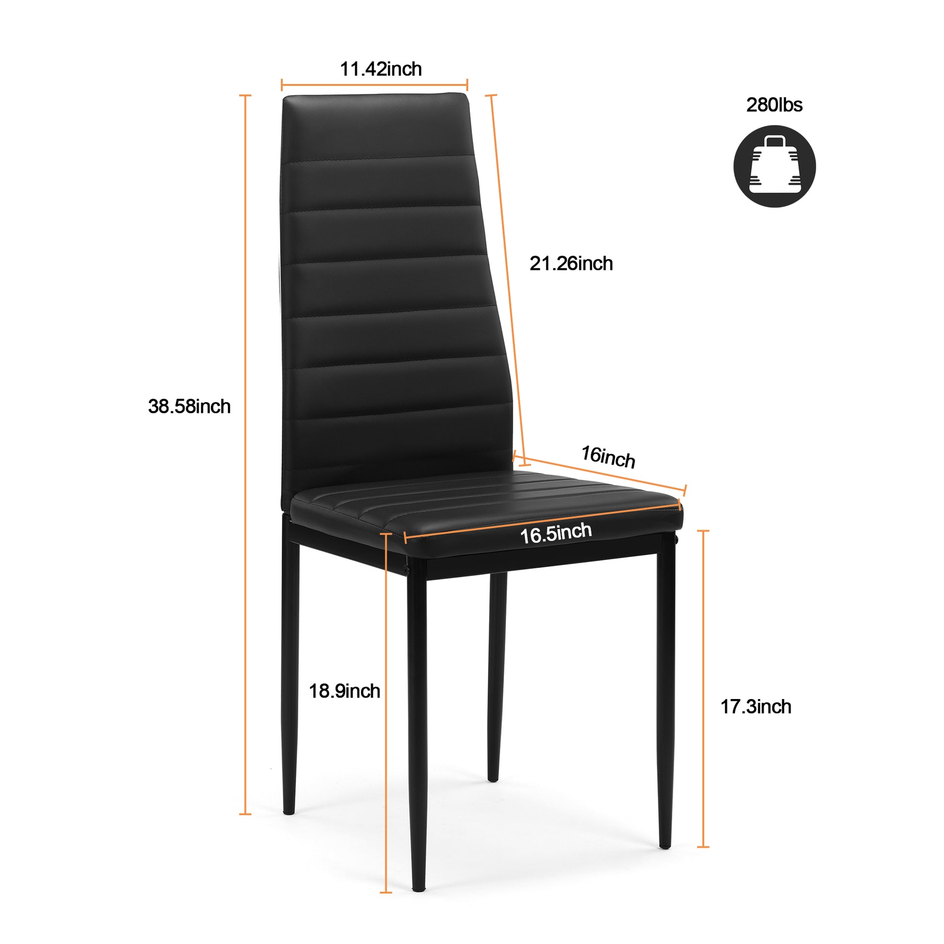 Dining Chair Set For 4 Black Pu