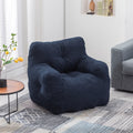 010 Soft Teddy Fabric Tufted Foam Bean Bag Chair With Teddy Fabric Dark Blue Dark Blue Primary Living Space Soft Modern Foam Teddy