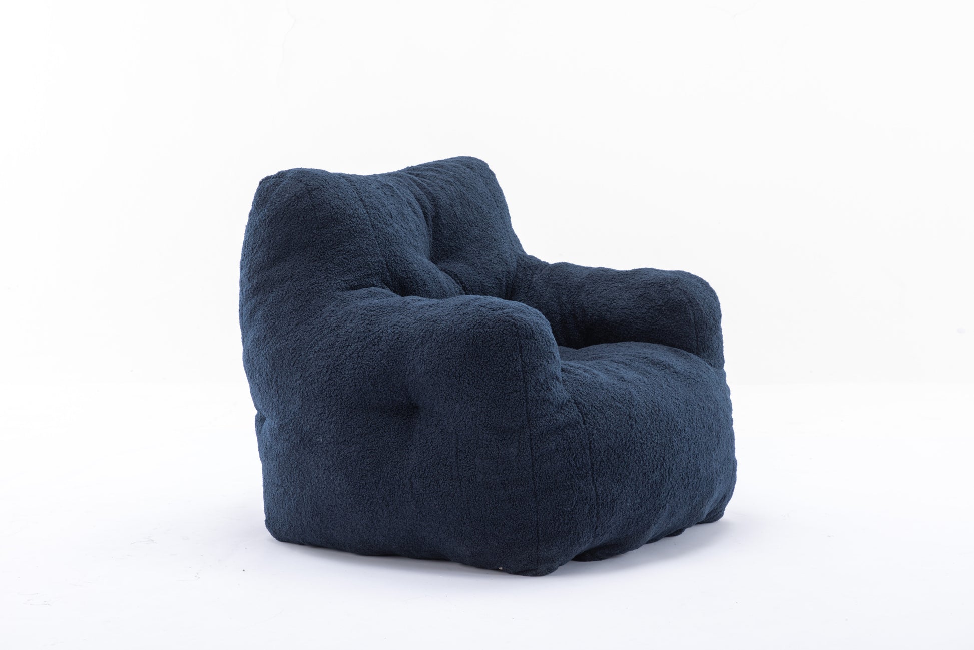 010 Soft Teddy Fabric Tufted Foam Bean Bag Chair With Teddy Fabric Dark Blue Dark Blue Primary Living Space Soft Modern Foam Teddy