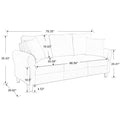 Video Modern Velvet Couch With 2 Pillow, 78 Inch Width Living Room Furniture, 3 Seater Sofa With Plastic Legs Black Velvet