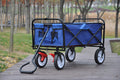 Folding Wagon Garden Shopping Beach Cart Blue Blue Metal