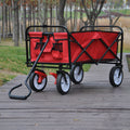 Folding Wagon Garden Shopping Beach Cart Red Red Metal