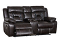 Reclining Upholstered Manual Puller In Faux Leather, Brown 72.83*38.58*40.16 Brown Dining Room Soft Modern Leather 2 Seat