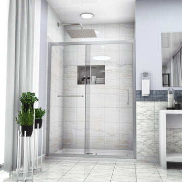 Shower Door 60" W X 72"H Single Sliding Bypass Shower Enclosure,Brushed Nickel Brushed Nickel Glass