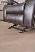 Reclining Upholstered Manual Puller In Faux Leather, Brown 85.83*38.58*40.16 Brown Dining Room Soft Modern Leather 3 Seat