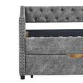 Twin Size Daybed With Drawers Upholstered Tufted Sofa Bed, With Button On Back And Copper Nail On Waved Shape Arms, Grey 81.5''X4''X30.5'' Grey Polyester