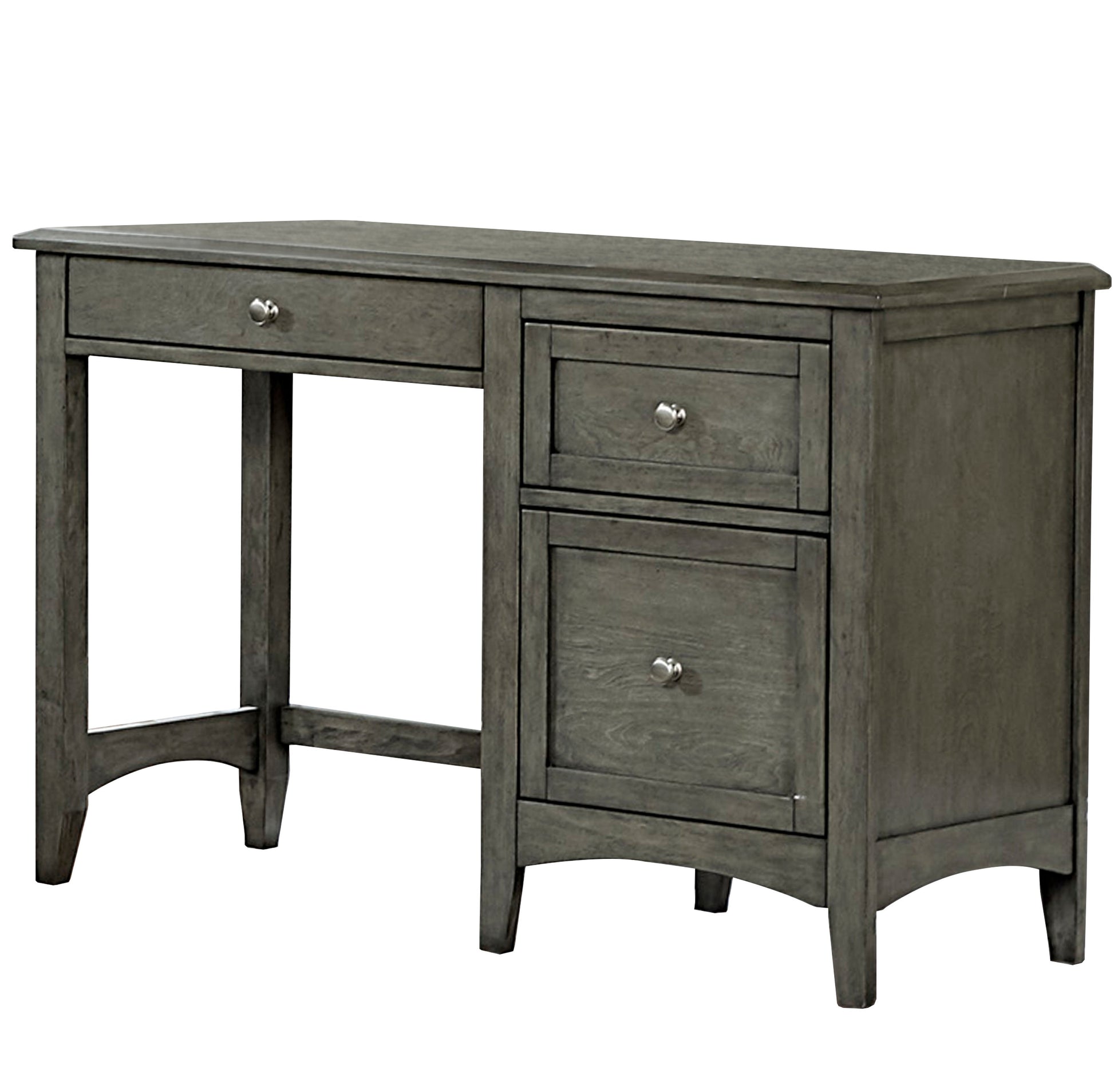 Transitional Styled Furniture Cool Gray Finish 1Pc Writing Desk With 2X Drawers 1 Keyboard Tray Home Furniture Office Furniture Gray Office Transitional Wood