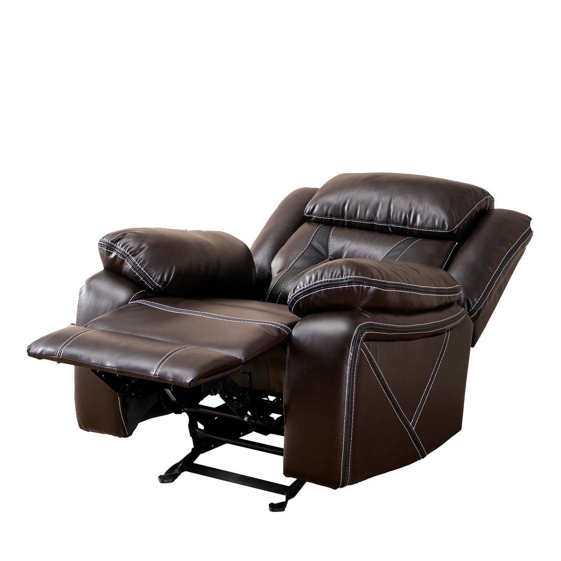 Reclining Upholstered Manual Puller In Faux Leather, Brown 38.58*38.58*40.16 Brown Soft Modern Leather 1 Seat