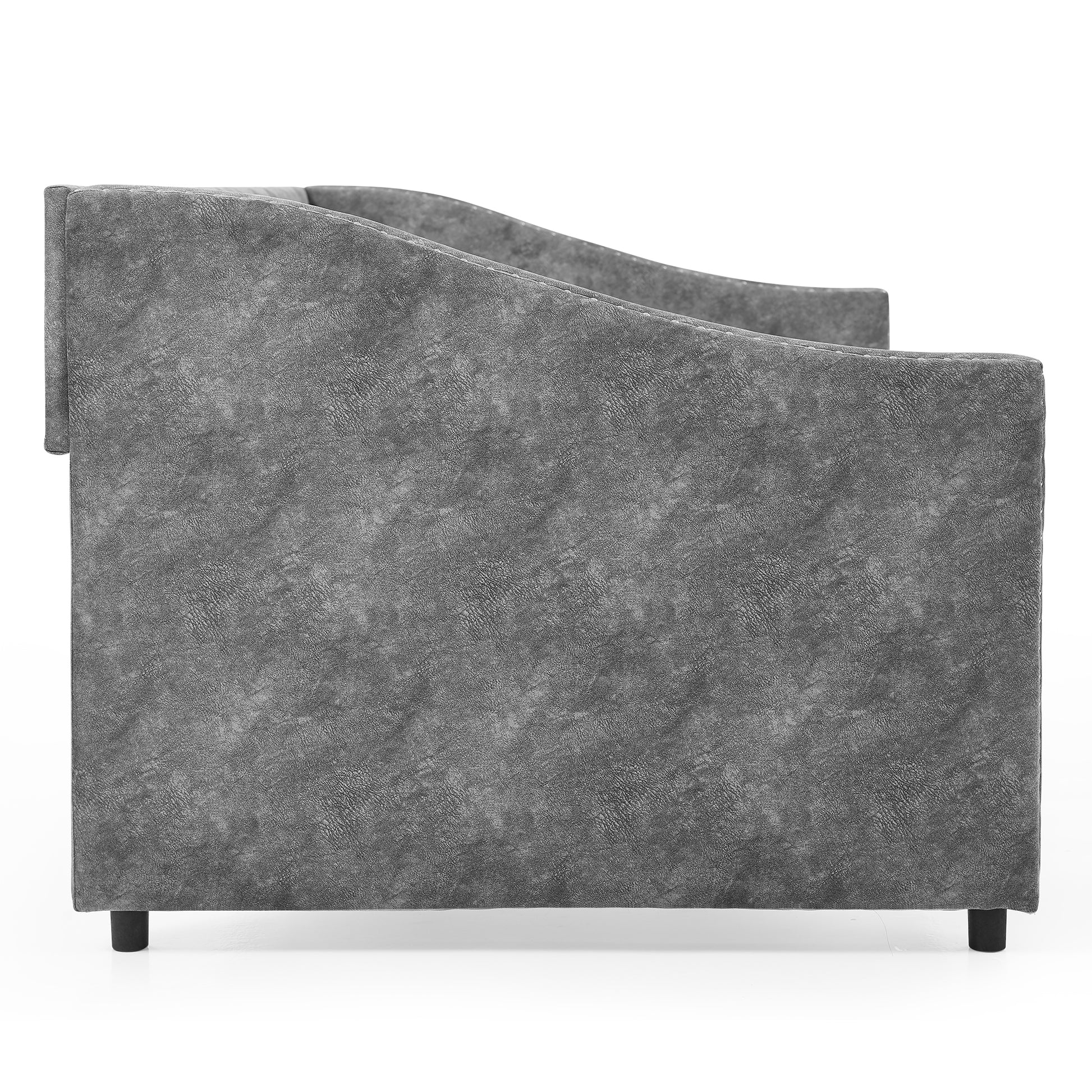 Full Size Daybed With Drawers Upholstered Tufted Sofa Bed, With Button On Back And Copper Nail On Waved Shape Arms, Grey 80.5''X55.5''X27.5'' Full Grey Polyester