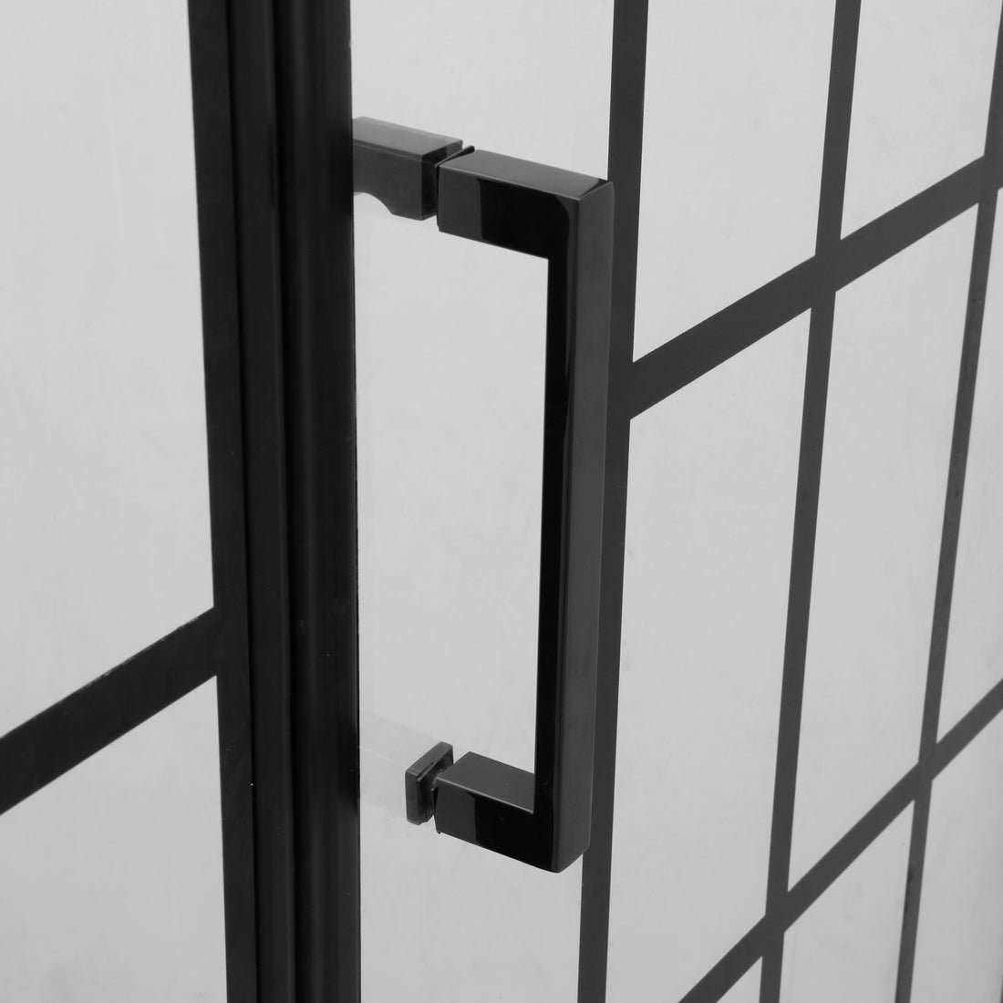 Shower Door 34" W x 72" H Pivot Frameless Shower Door matte black-glass