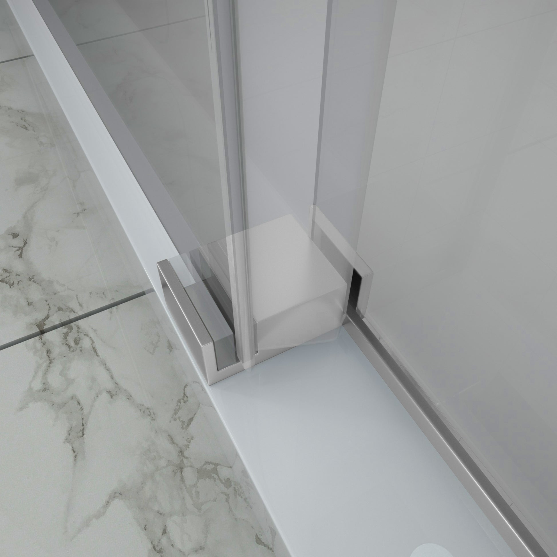 Shower Door 48" W x 76"H Single Sliding Bypass Shower chrome-glass