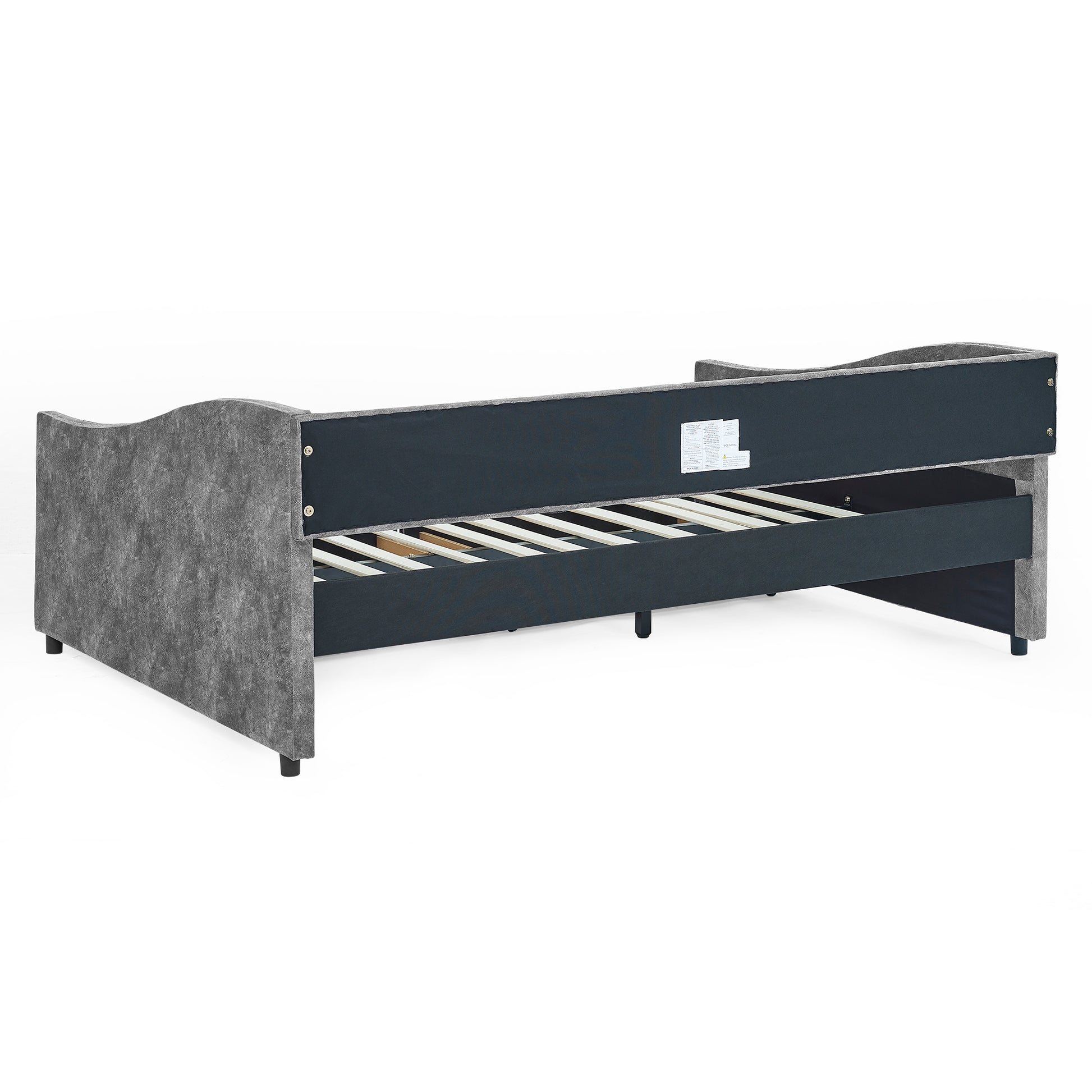 Full Size Daybed With Drawers Upholstered Tufted Sofa Bed, With Button On Back And Copper Nail On Waved Shape Arms, Grey 80.5''X55.5''X27.5'' Full Grey Polyester