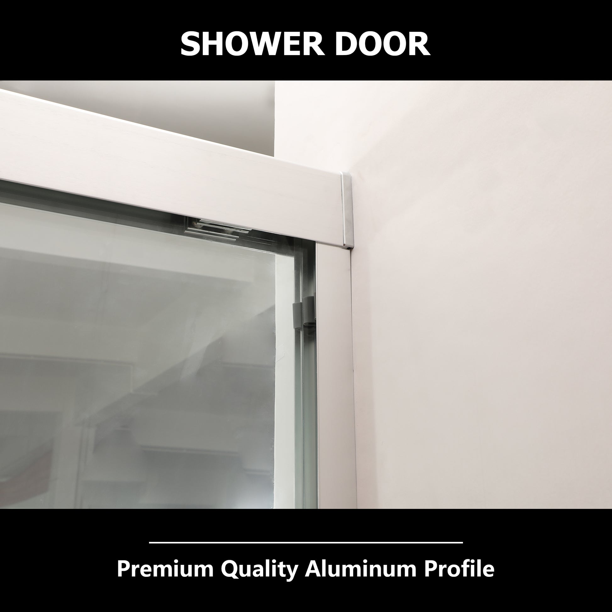 Shower Door 48" W X 76"H Semi Frameless Bypass Sliding Shower Enclosure, Chrome Chrome Glass