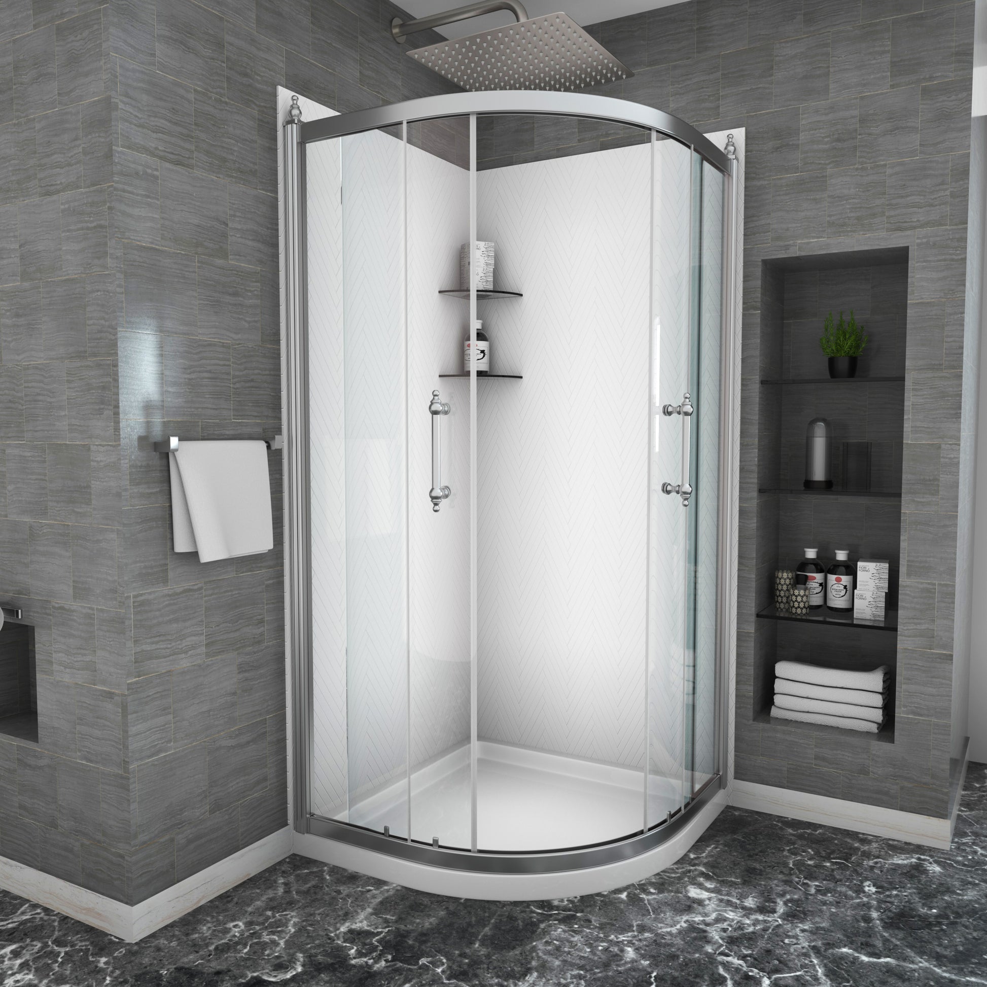 Shower Door 36" x 72" Framed Tub Shower Enclosure in chrome-glass