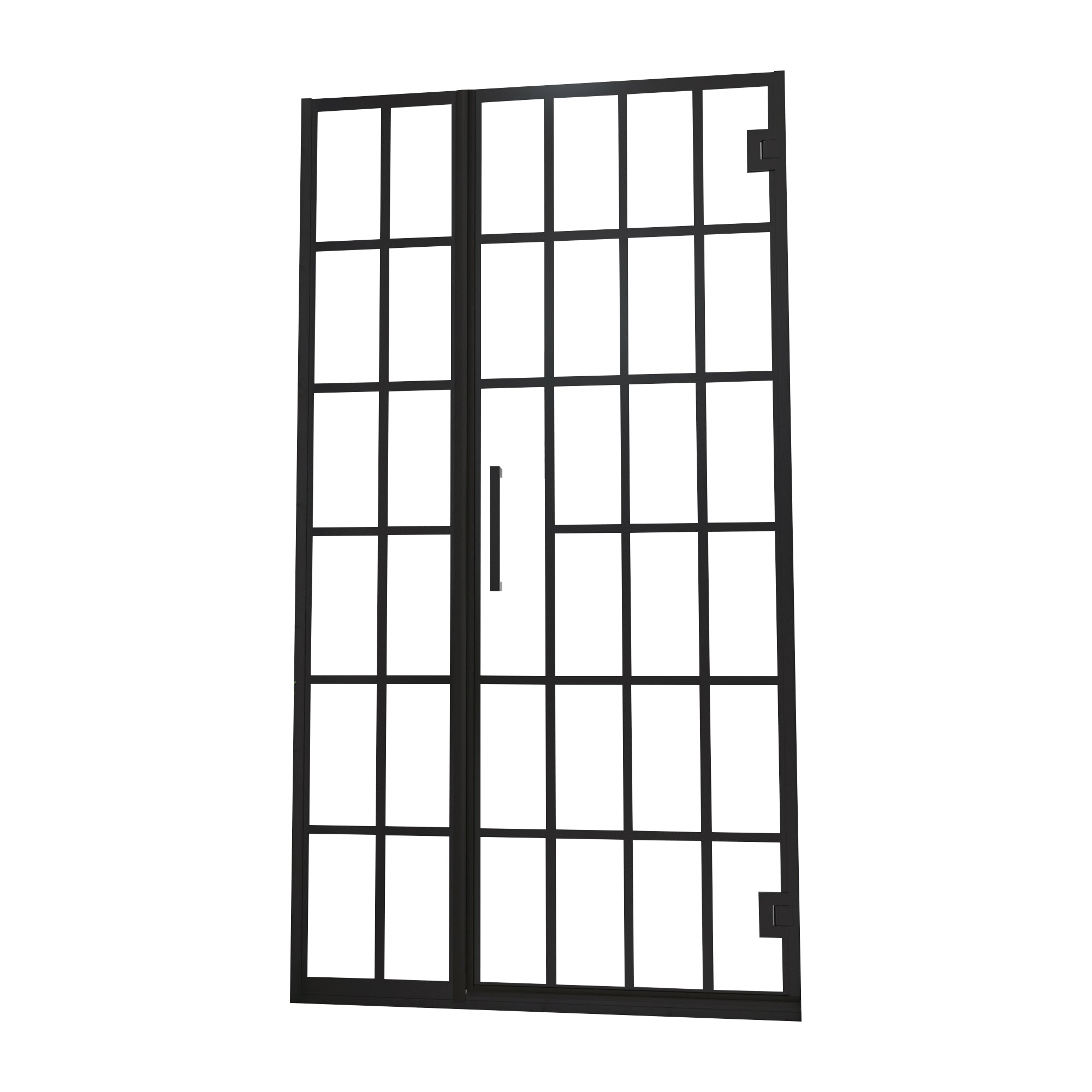 Shower Door 34" W x 72" H Pivot Frameless Shower Door matte black-glass