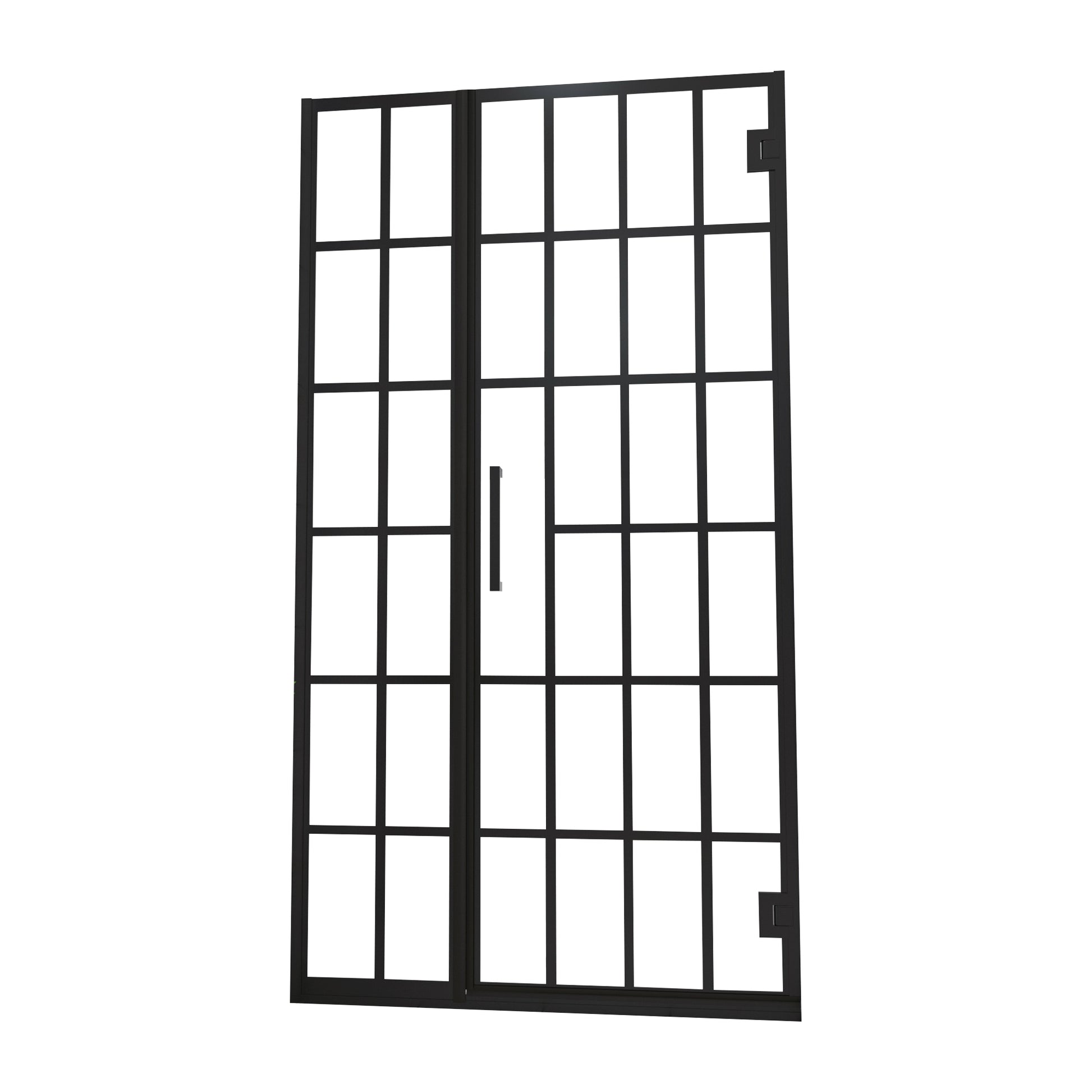 Shower Door 34" W x 72" H Pivot Frameless Shower Door matte black-glass