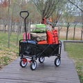 Folding Wagon Garden Shopping Beach Cart Black Black Metal