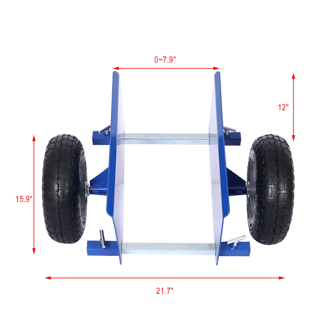 600Lb Panel Dolly10In. Pneumatic Wheels ,Blue Blue Metal
