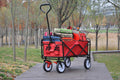 Folding Wagon Garden Shopping Beach Cart Red Red Metal