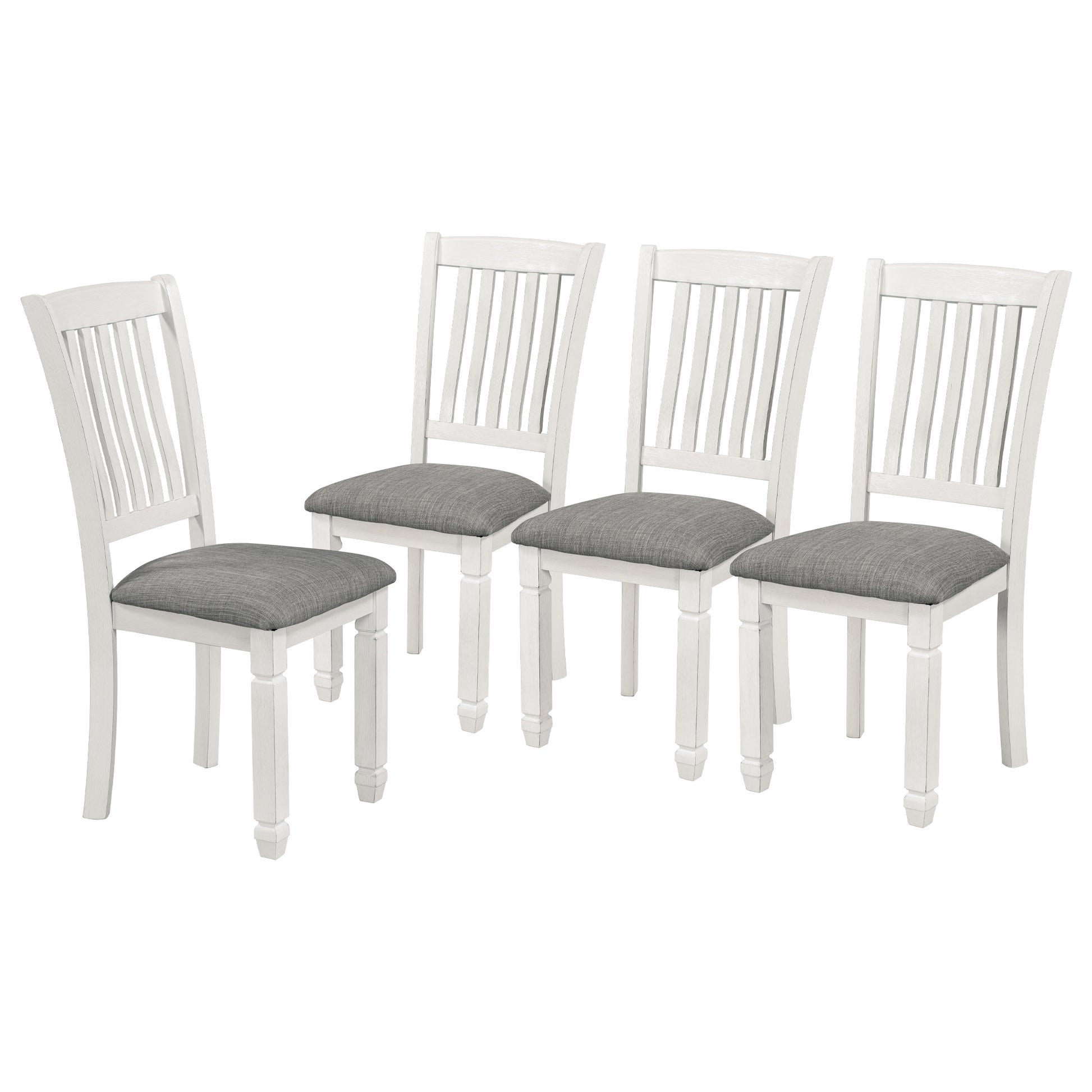 7 Piece Dining Table Set Wood Dining Table And 6 Upholstered Chairs With Shaped Legs For Dining Room Living Room Furniture Gray White White Gray Solid Wood