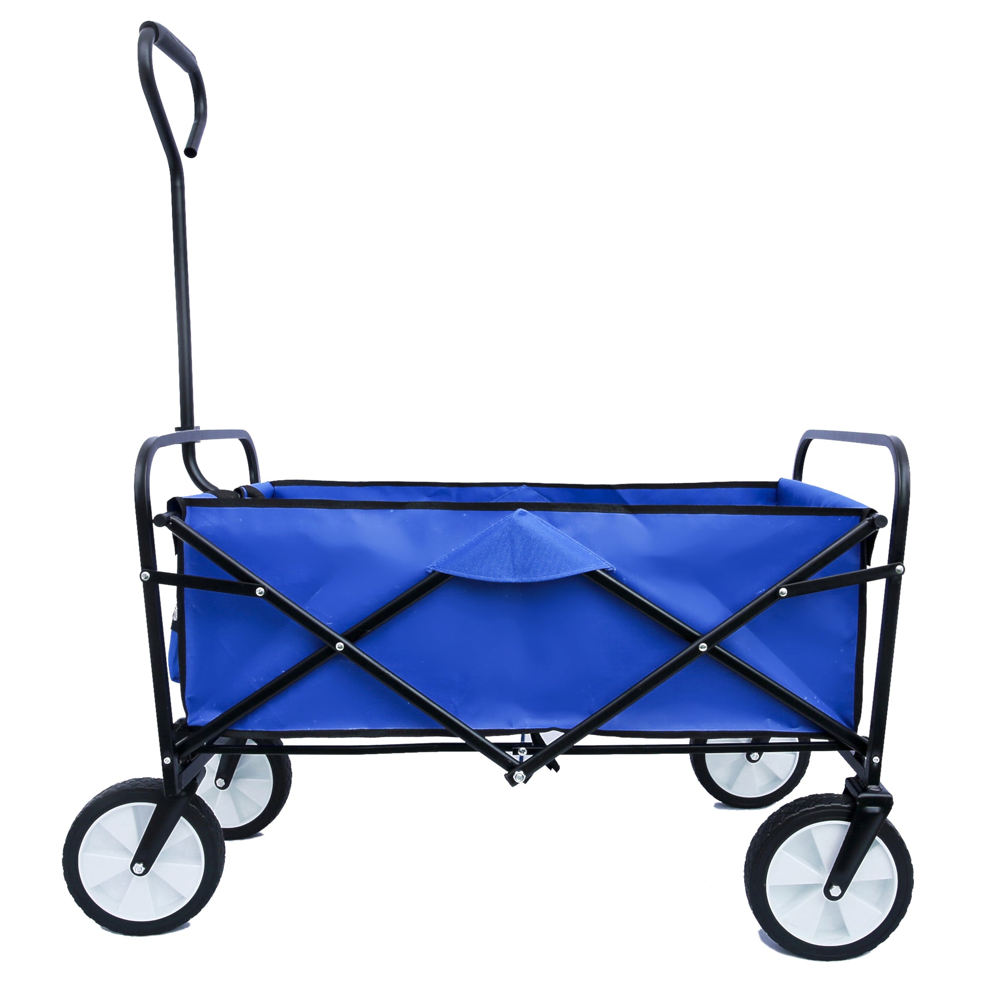 Folding Wagon Garden Shopping Beach Cart Blue Blue Steel