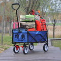 Folding Wagon Garden Shopping Beach Cart Blue Blue Metal