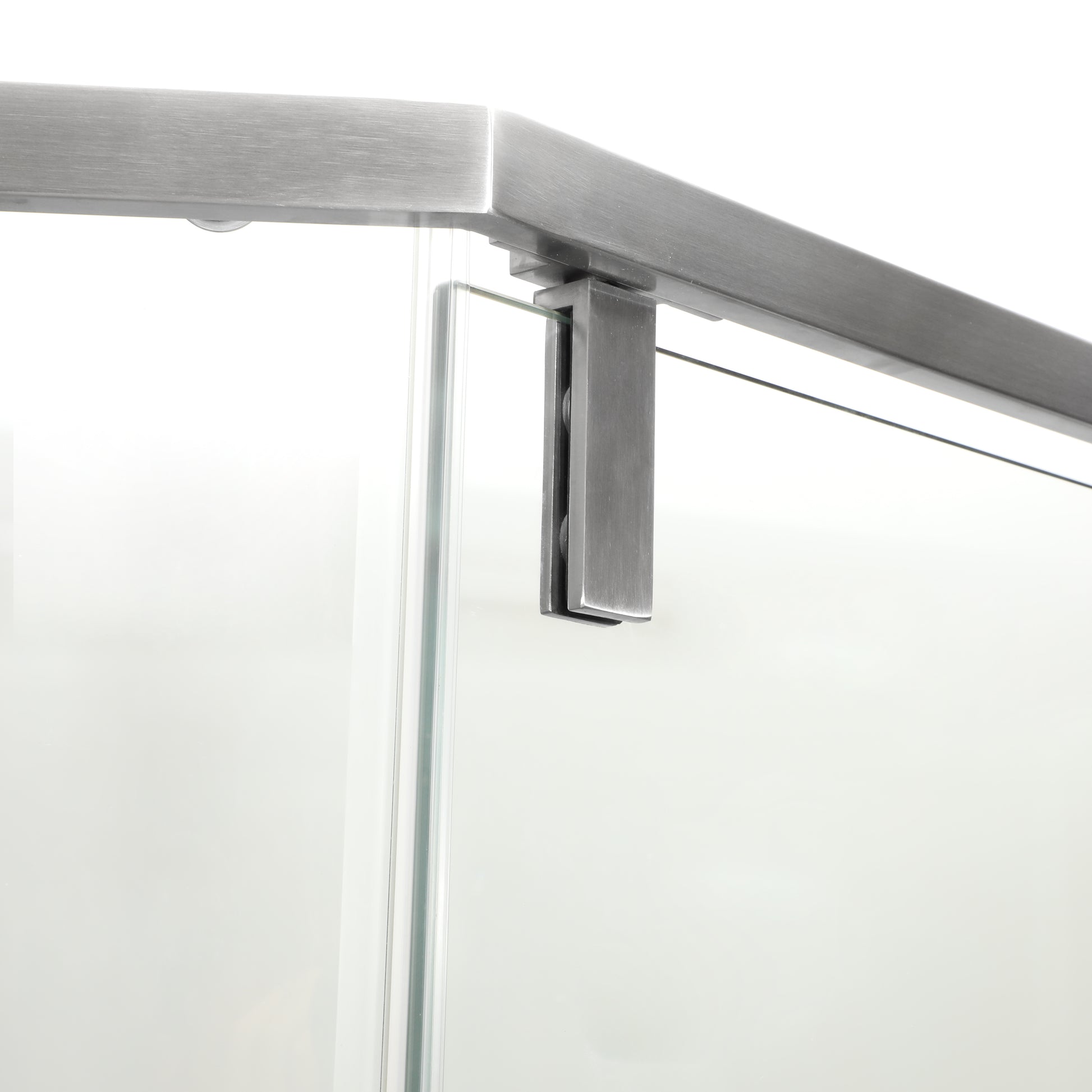 Shower Door 34 1 8" X 72" Semi Frameless Neo Angle Hinged Shower Enclosure, Brushed Nickel Brushed Nickel Glass