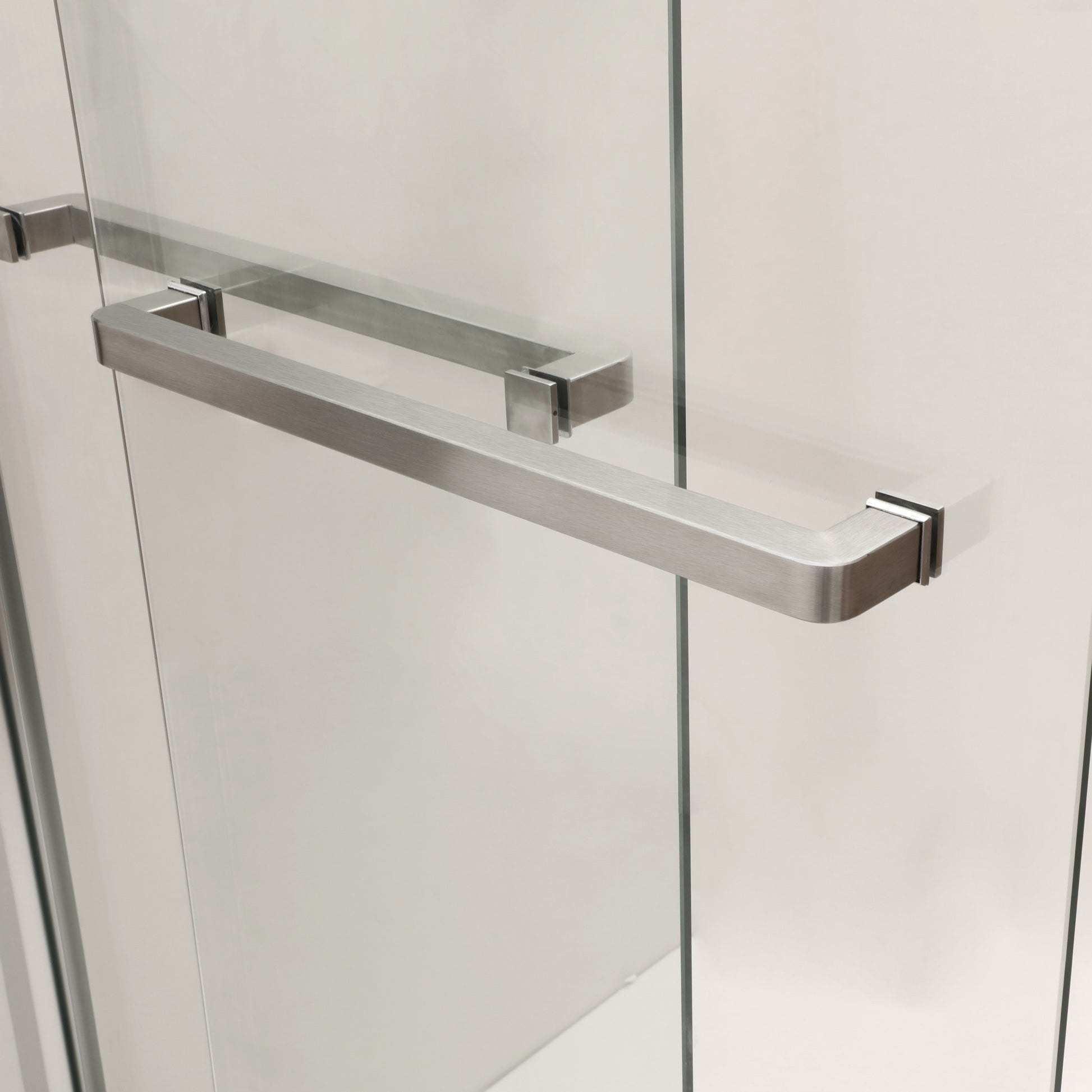 Shower Door 48" W x 76"H Semi Frameless Bypass Sliding brushed nickel-glass