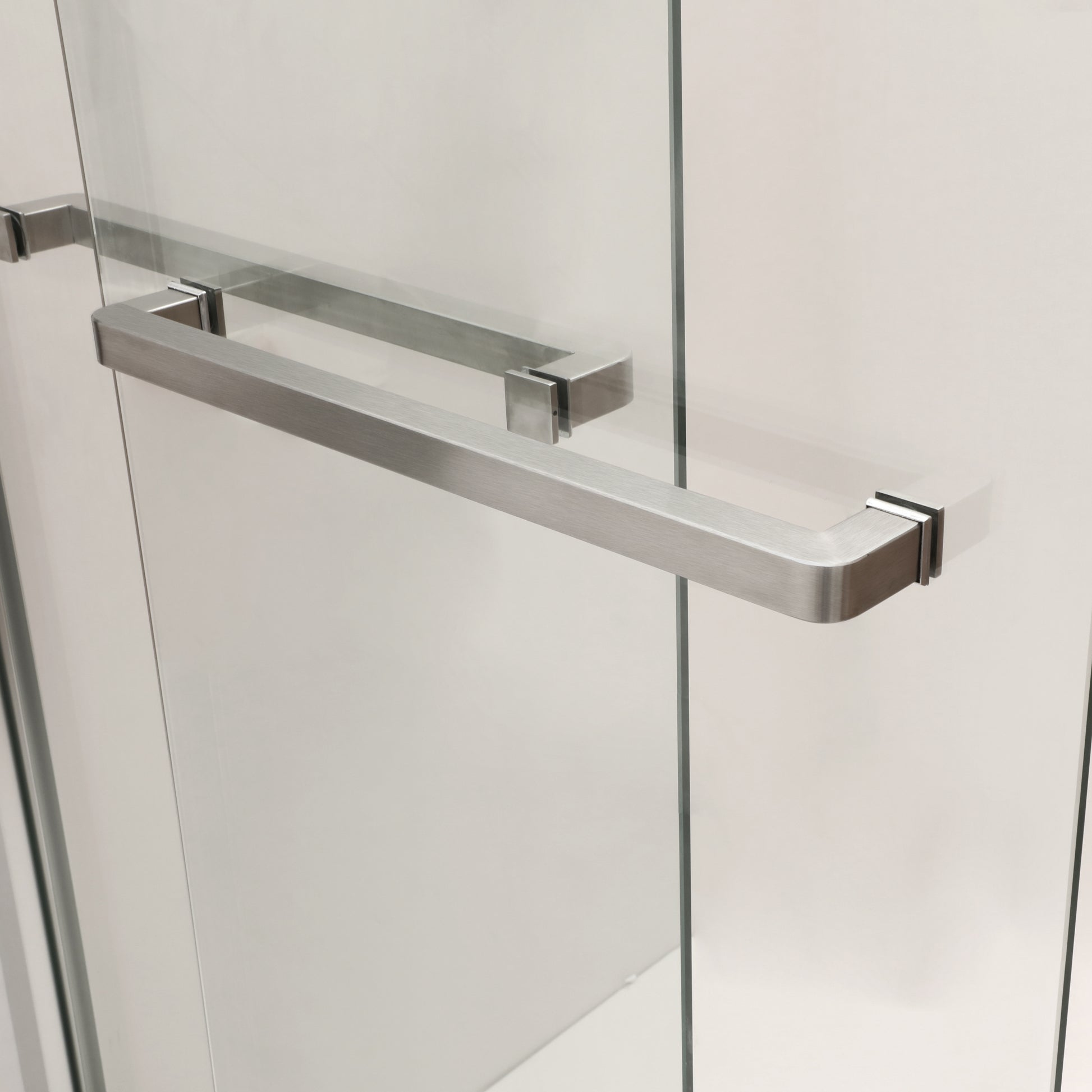 Shower Door 48" W X 76"H Semi Frameless Bypass Sliding Shower Enclosure, Brushed Nickel Brushed Nickel Glass