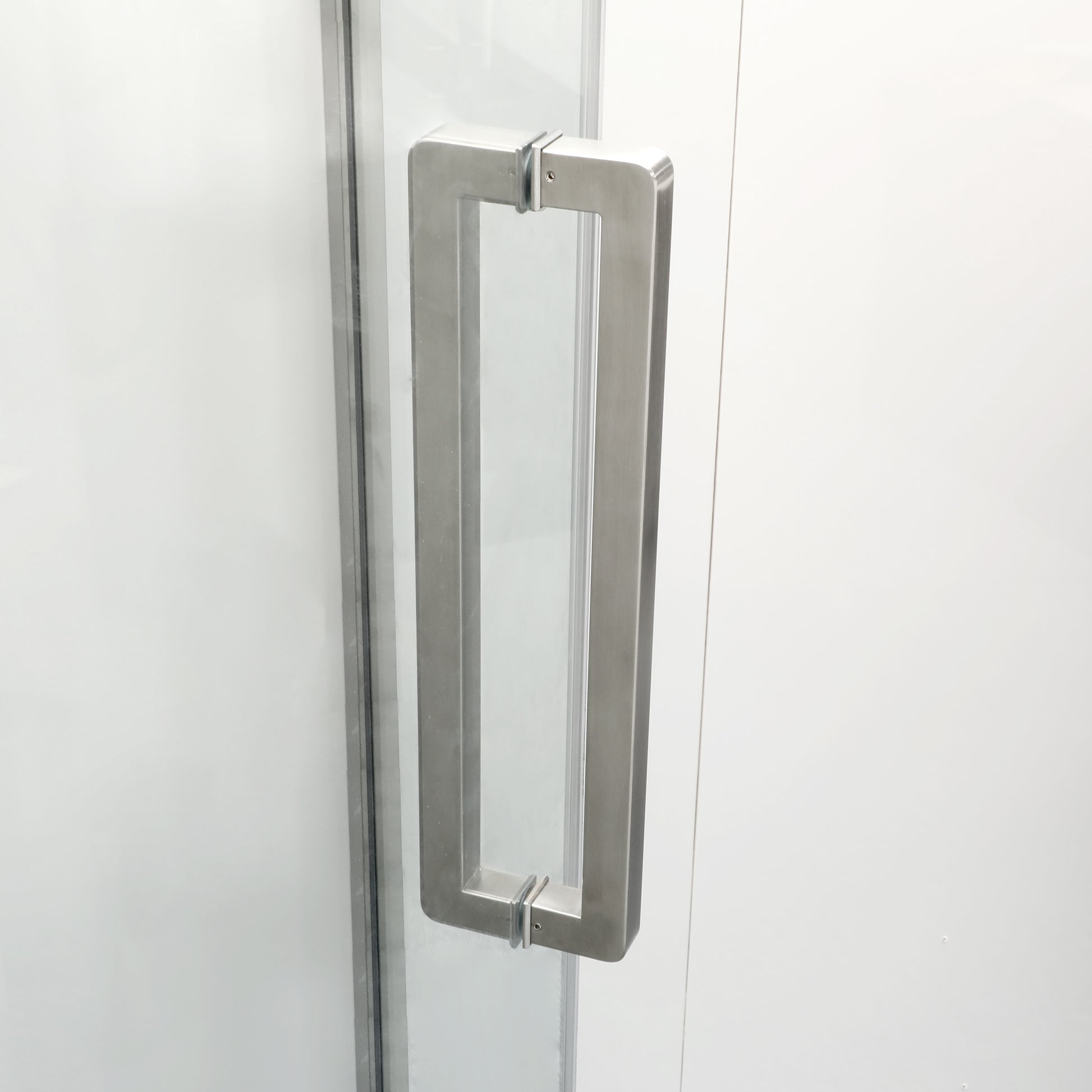 Shower Door 34 1 8" X 72" Semi Frameless Neo Angle Hinged Shower Enclosure, Brushed Nickel Brushed Nickel Glass