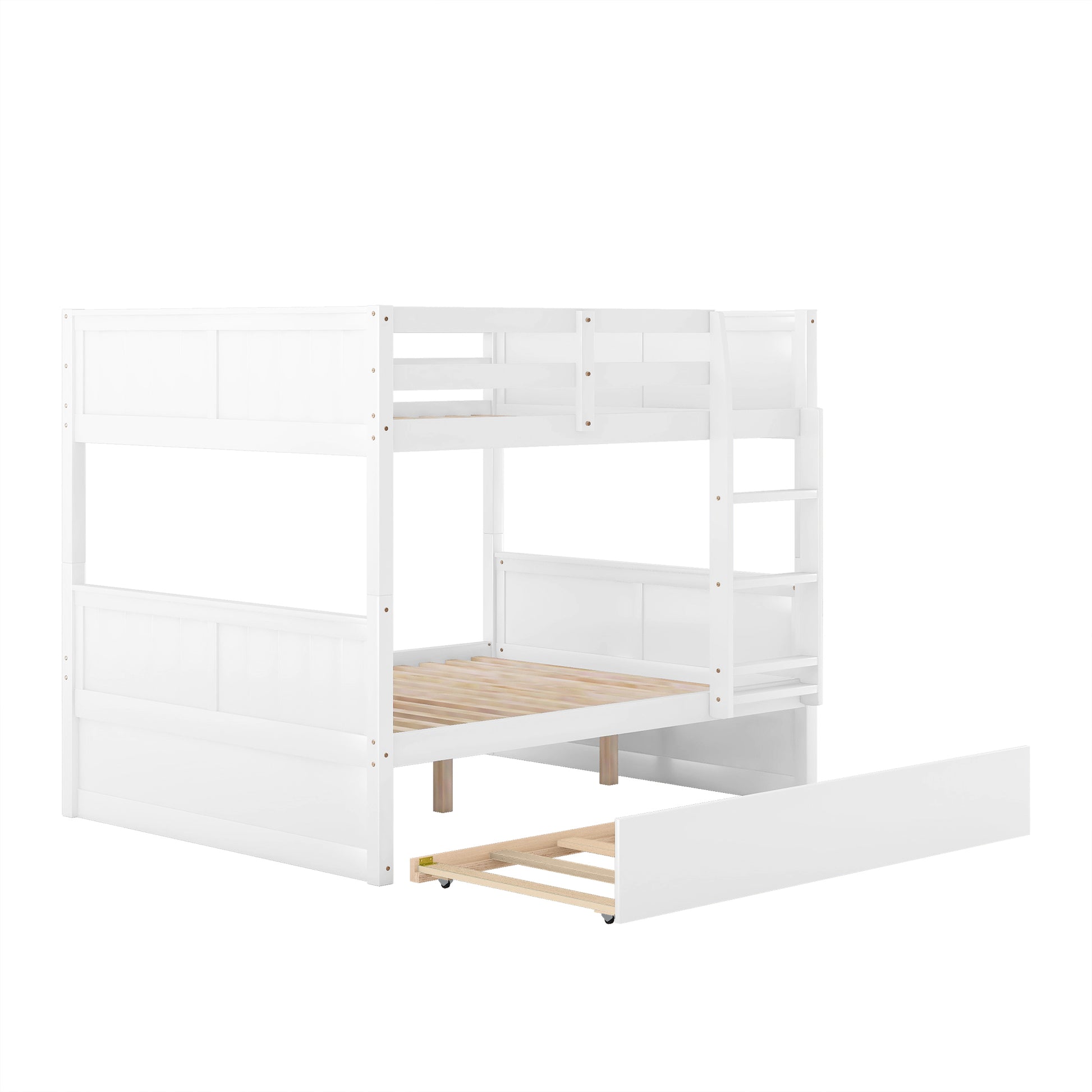 Full Over Full Bunk Bed With Twin Size Trundle, White Old Sku: Lp000250Aak Full White Solid Wood