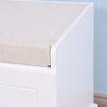 Wooden Entryway Shoe Cabinet With 2 Drawers And 2 Doors Living Room Storage Bench With White Cushion White Mdf