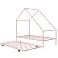 Metal House Bed With Trundle, Twin Size House Bed Pink Pink Metal