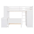 Twin Size Loft Bed With A Stand Alone Bed, Shelves,Desk,And Wardrobe White White Solid Wood