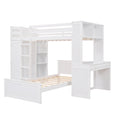 Twin Size Loft Bed With A Stand Alone Bed, Shelves,Desk,And Wardrobe White White Solid Wood